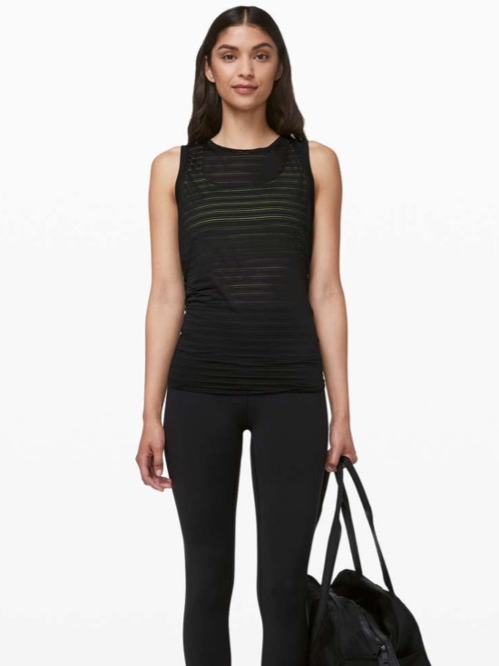 Lululemon Meet Halfway Black Sheer Tank *Striped